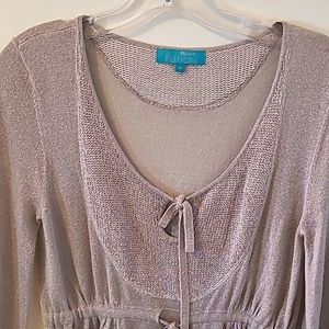 Monsoon fusion metallic silver gray sweater top/ dress size M